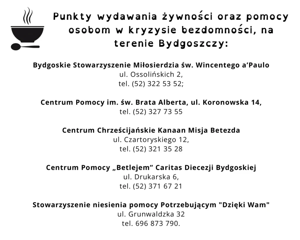Punkty Wydawania Żywności Osobom w Kryzysie w Bydgoszczy